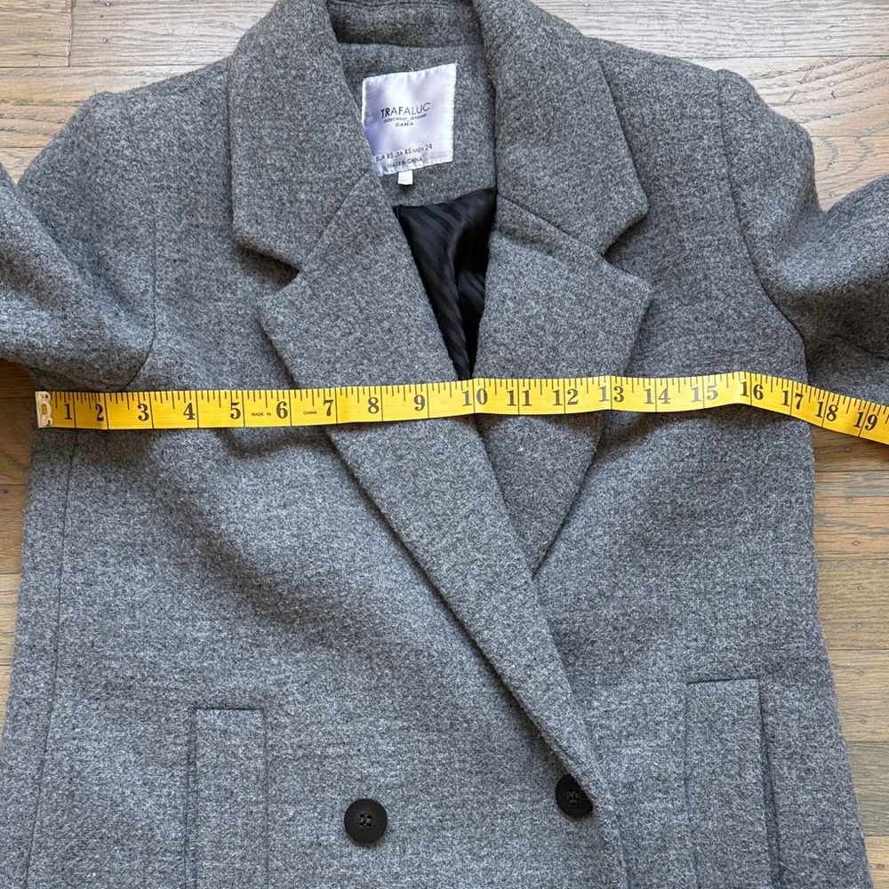 Zara Charcoal Double-Breasted Pea Coat size XS gray - Picture 3 of 6